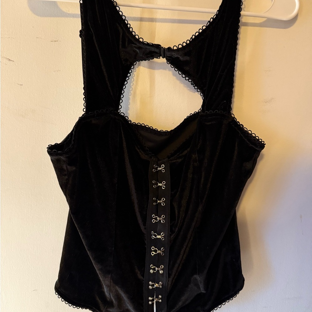 Forest ink Black Velvet Corset Top